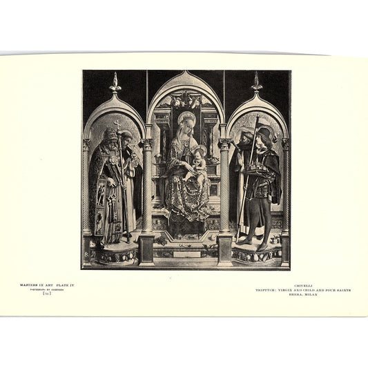 Triptych Virgin and Child & Four Saints - Crivelli - 1908 Litho Art Print AF4-8