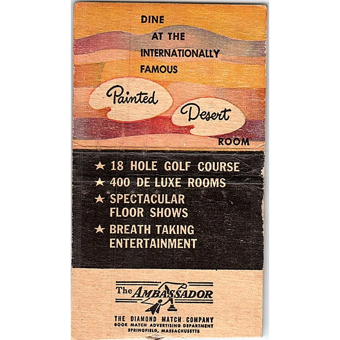 Wilbur Clark's Desert Inn Las Vegas NV Vintage Matchbook Cover SF3-Y4