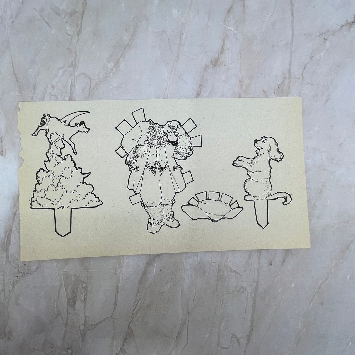 Vintage Uncut Paper Dolls Mother Goose Hey Diddle Diddle Magazine Clipping FL6-1