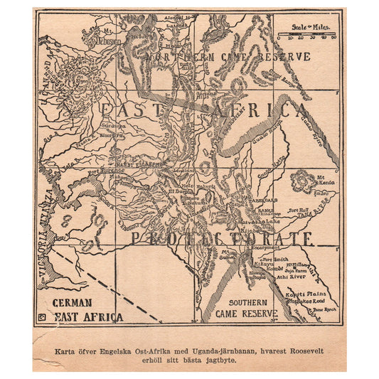 English East Africa with the Uganda Railway 1909 Swedish Engraving Print AF5-14