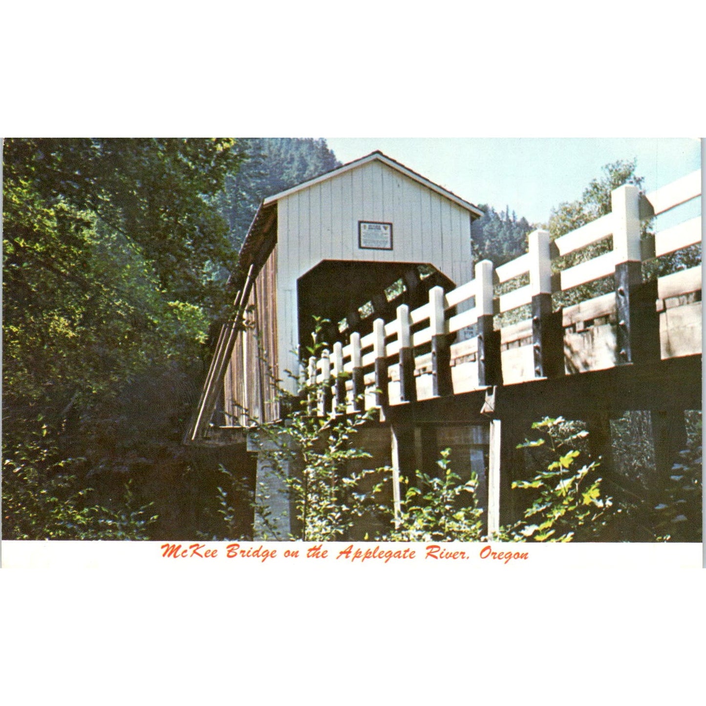 McKee Bridge Applegate River Oregon Vintage Covered Bridge Postcard PC11