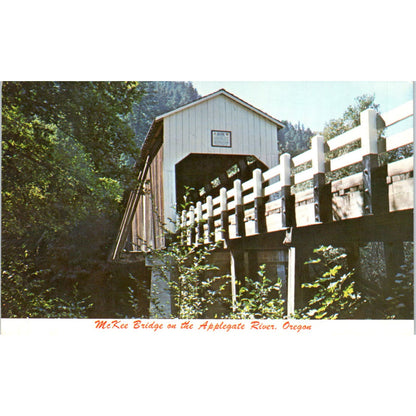McKee Bridge Applegate River Oregon Vintage Covered Bridge Postcard PC11