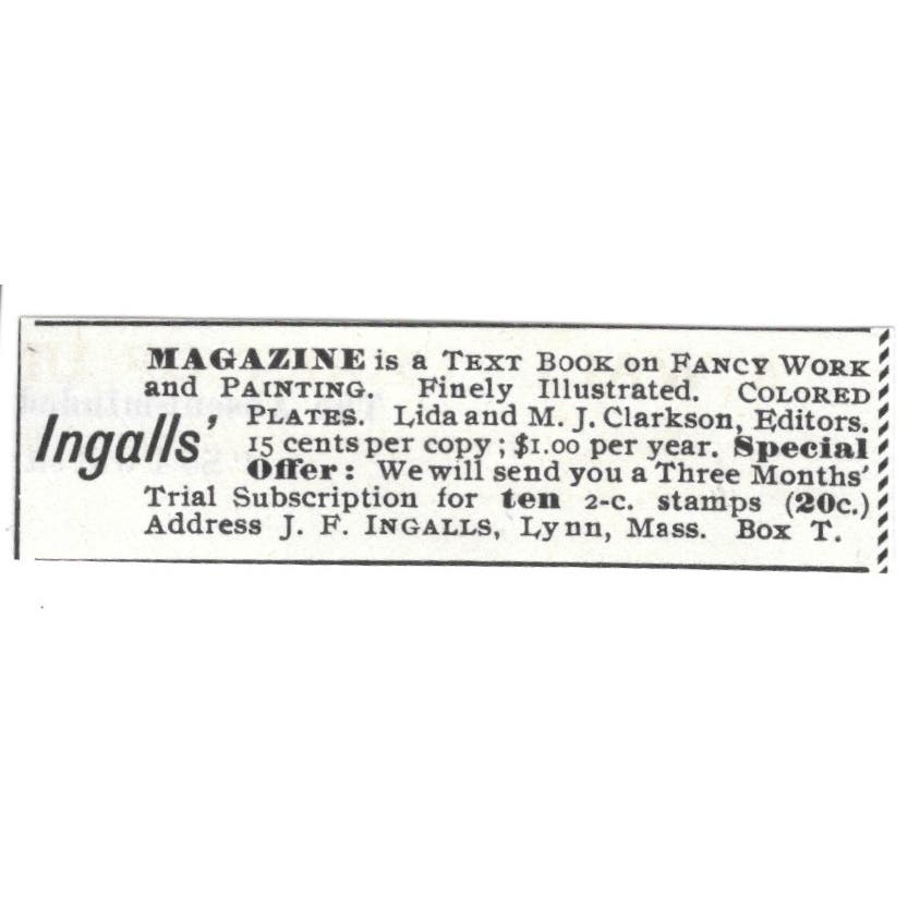J.F. Ingalls Magazine Lynn MA c1890 Victorian Ad AE8-CH12