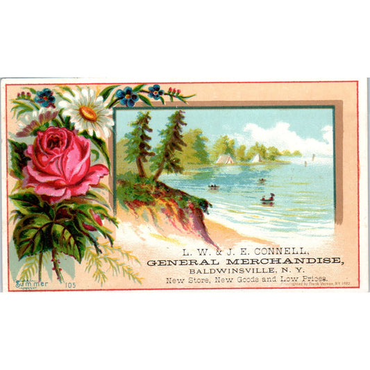 L.W. & J.E. Connell General Store Baldwinsville c1880 Victorian Trade Card AB6-1