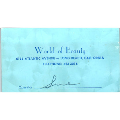 World of Beauty Long Beach California Vintage Business Card SD8-B10