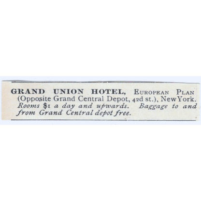 Grand Union Hotel European Plan NYC 1893 Judge Magazine Ad AB9-SB