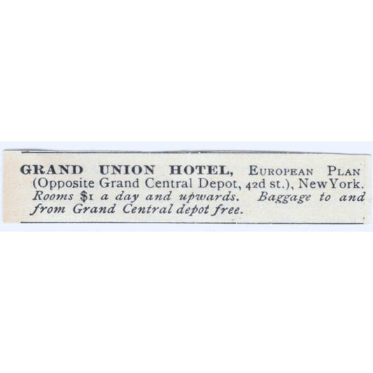 Grand Union Hotel European Plan NYC 1893 Judge Magazine Ad AB9-SB