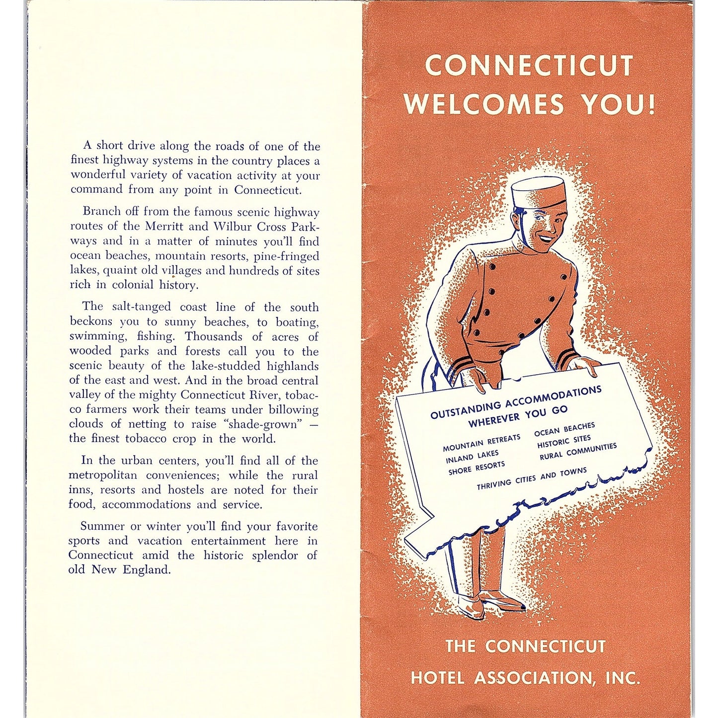 1940s Connecticut Hotel Association Welcome Booklet Travel Brochure TH2-TB2