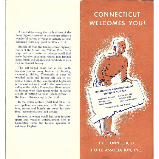 1940s Connecticut Hotel Association Welcome Booklet Travel Brochure TH2-TB2