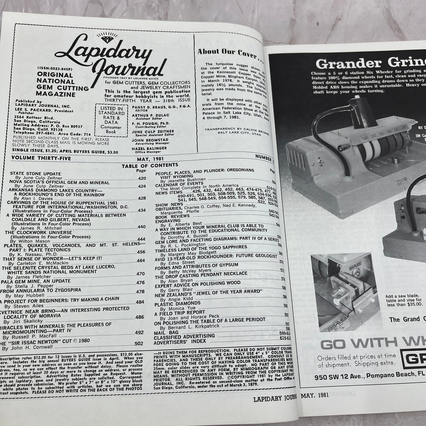 Turquoise Nugget & Jewelry Bingham Canyon UT - Lapidary Journal - May 1981 M25