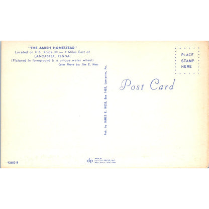 The Amish Homestead Lancaster Pennsylvania Dutch Country Postcard PD6