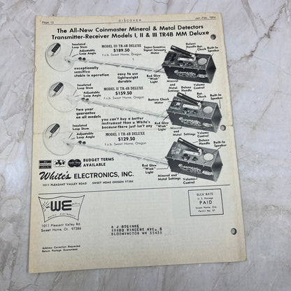 1974 Jan/Feb White's Electronics Discover Newsletter Metal Detector Treasure M19