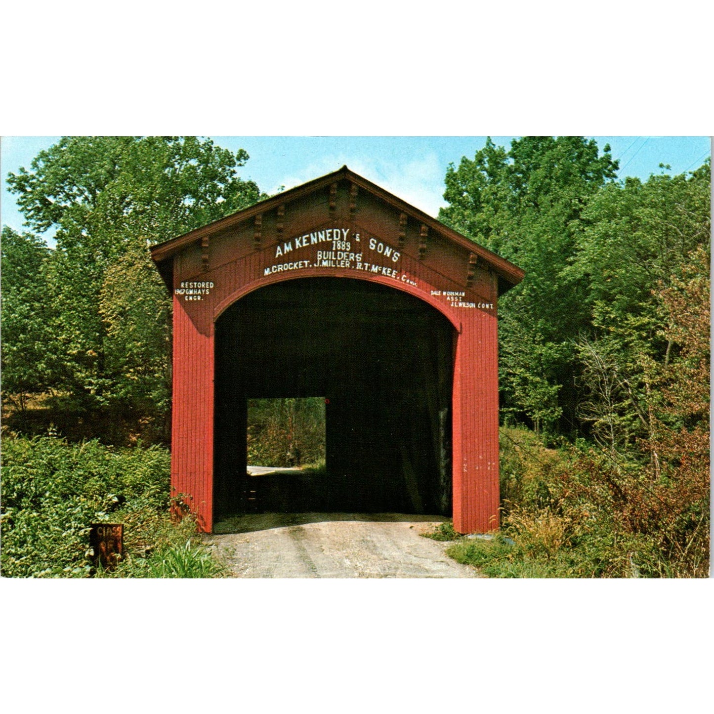 Greene County IN Richland Creek Bridge 14-28-01 Vtg Covered Bridge Postcard PD3