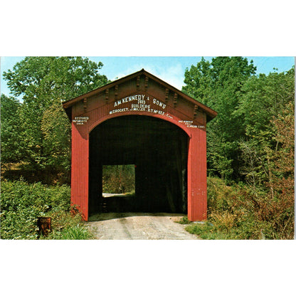 Greene County IN Richland Creek Bridge 14-28-01 Vtg Covered Bridge Postcard PD3
