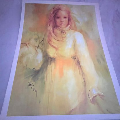 Vintage Irene Borg Lithograph Victorian Girl 13x17" Art Print FL1