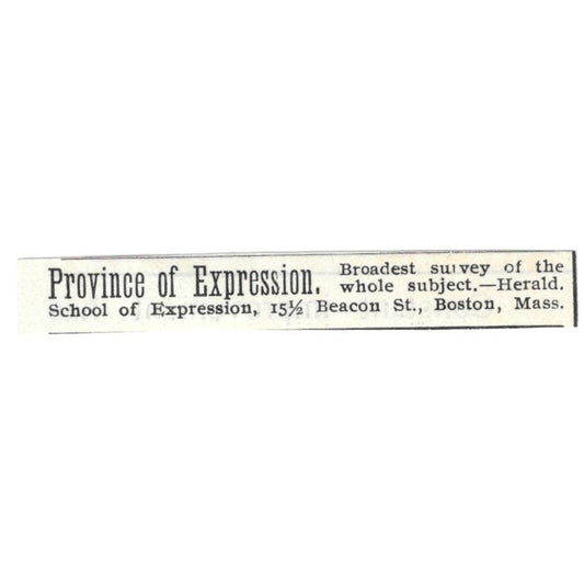 School of Expression Beacon St. Boston MA c1890 Victorian Ad AE9-CH4