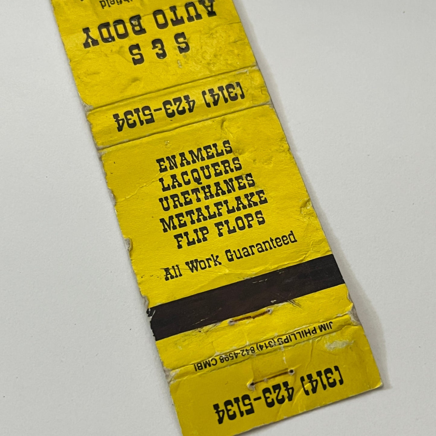 S&S Auto Body Overland MO Vintage Matchbook Cover TB6-MB1-14