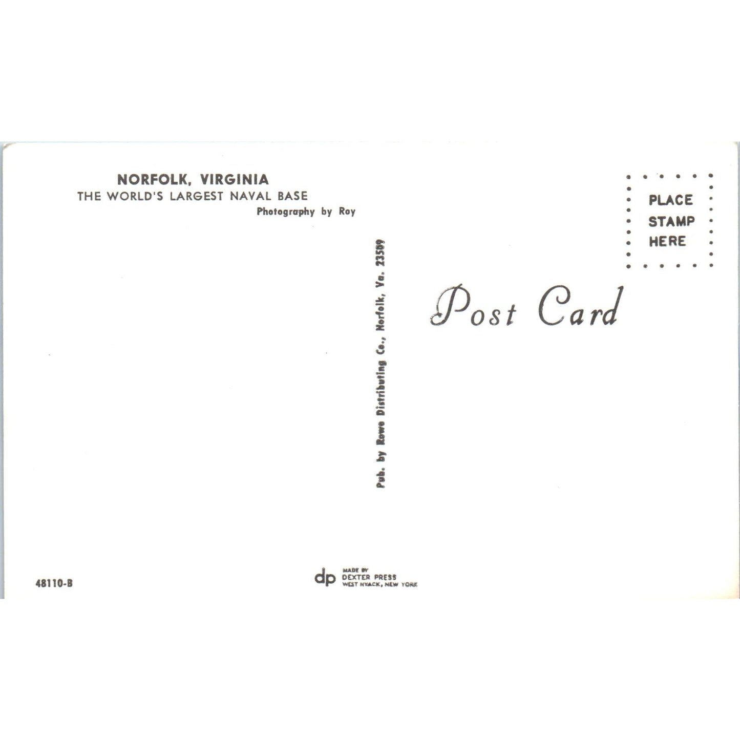 Norfolk Naval Base World's Largest Naval Base Vintage Postcard PC8