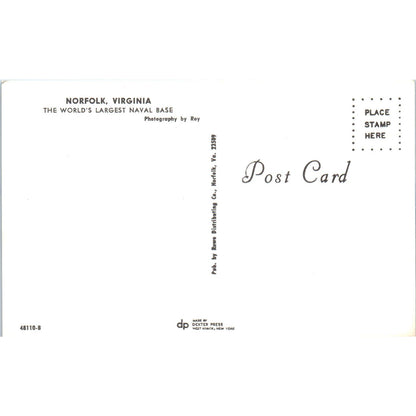 Norfolk Naval Base World's Largest Naval Base Vintage Postcard PC8