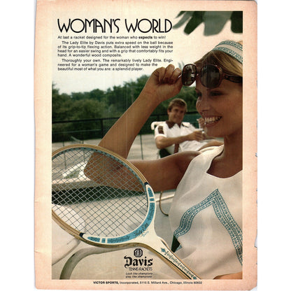 Lady Elite by Davis Tennis Racquets Wood Composite 1977 Ad AF3-5