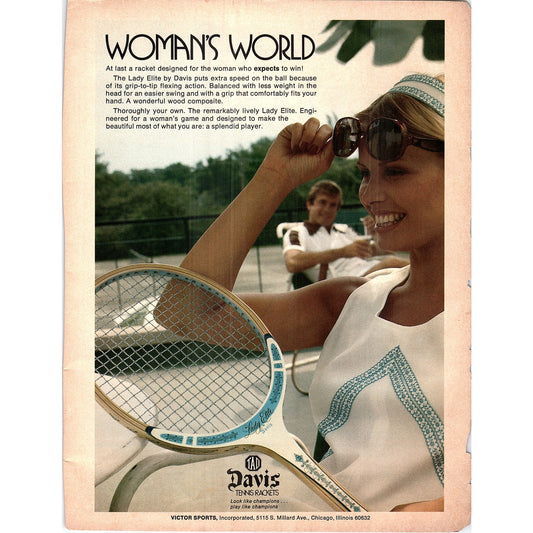 Lady Elite by Davis Tennis Racquets Wood Composite 1977 Ad AF3-5