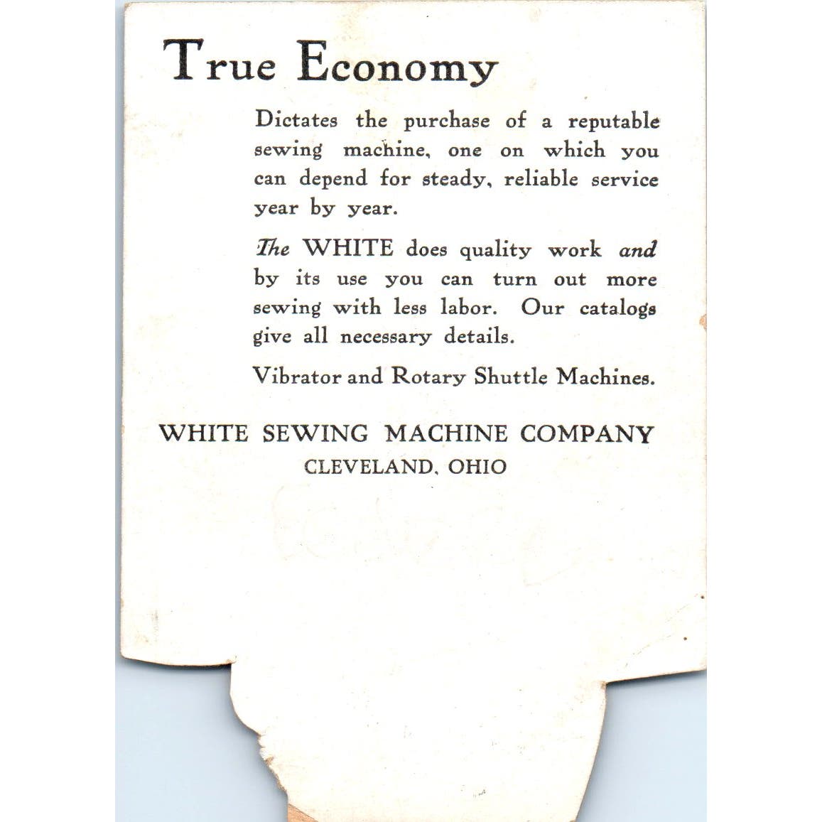 The White Sewing Machine Co. Dutch Boy Antique Trade Card Die Cut AD7