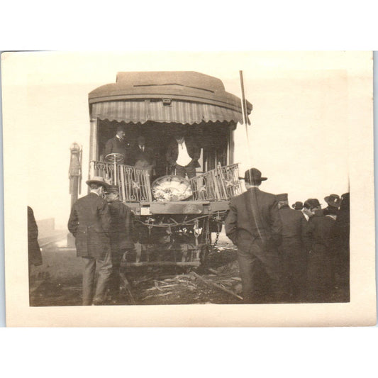 Early 1900s Original Photo Railroad Train Caboose Gathering 3x4" AE6