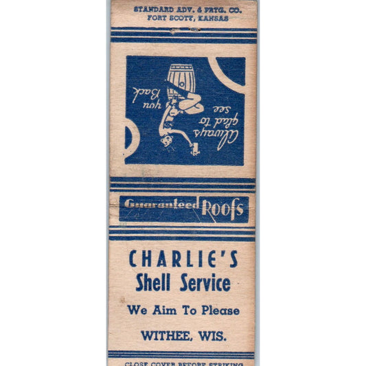 Charlie's Shell Service Withee WI Vintage Matchbook Cover SD4-Y14