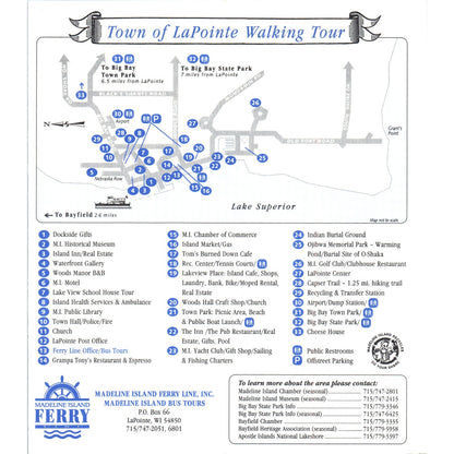 Vintage Map of Madeline Island and Bayfield County WI 1995 Brochure TF4-B3