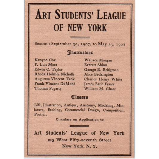 Art Students' League of New York Gest 1908 Victorian Ad AB8-MA13