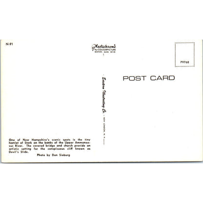 Ammonoosuc River Covered Bridge and Church NH Covered Bridge Postcard PC5