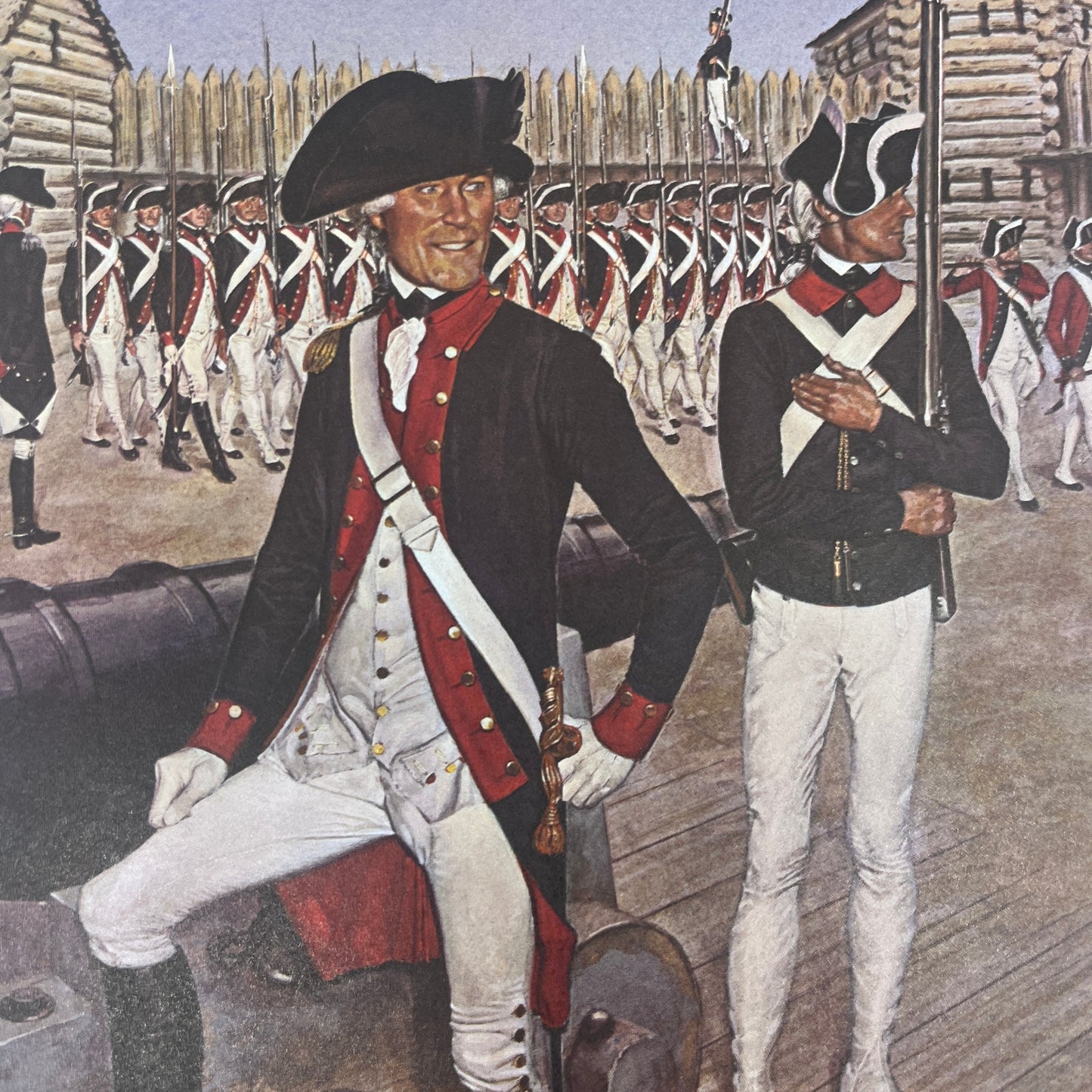 1786 First Regiment Field Grade Officer & Infantry Detachment Art Print V14-4