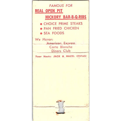 The Southern Air Springfield IL Jack & Hazel Crifasi Vtg Matchbook TB6-MB2-12