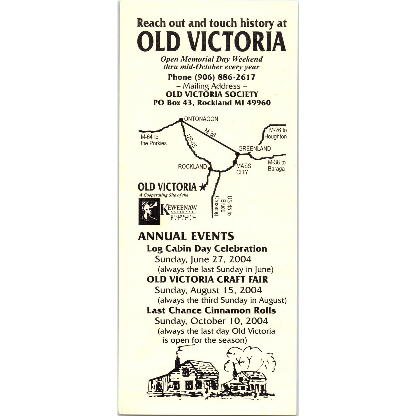 Vintage Old Victoria Rockland Michigan Travel Leaflet TF4-B4