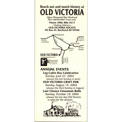 Vintage Old Victoria Rockland Michigan Travel Leaflet H5-5