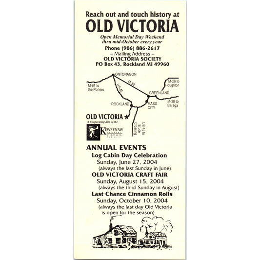Vintage Old Victoria Rockland Michigan Travel Leaflet H5-5