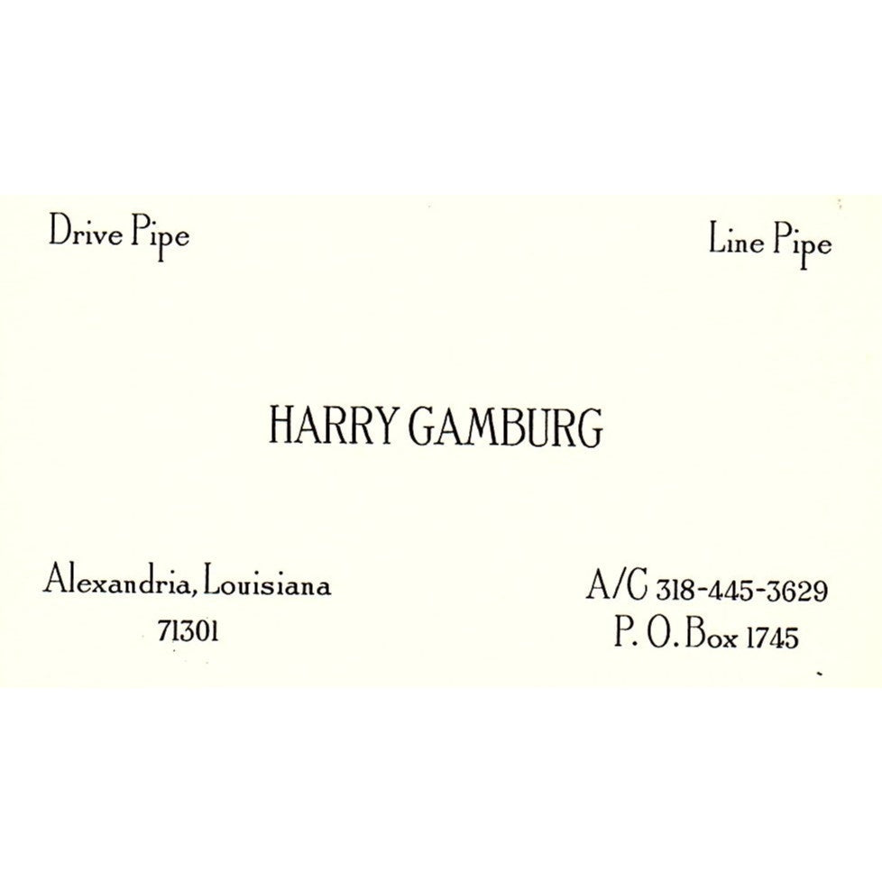 Harry Gamburg Pipe Alexandria LA Vintage Business Card SE5-B3