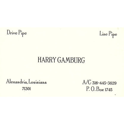 Harry Gamburg Pipe Alexandria LA Vintage Business Card SE5-B3