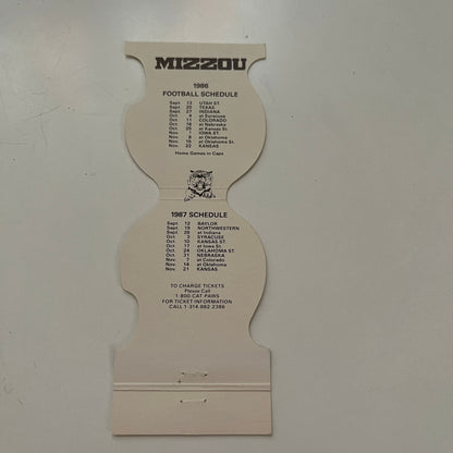 Mizzou Fighting Tigers Football 1986-87 Schedule Vintage Matchbook Cover SC5-MB1