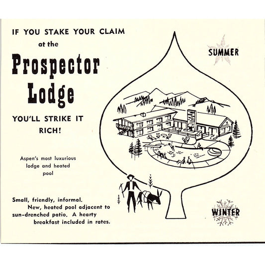 Prospector Lodge Aspen CO 1958 Ad AG1-H4