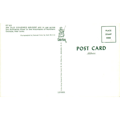 Juno Georgia Amicalola Vintage Covered Bridge Postcard PC12