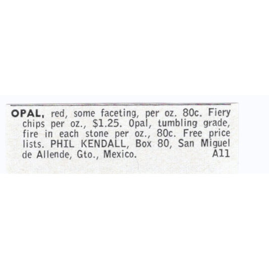 Phil Kendall Opal San Miguel De Allende Gto Mexico 1964 Magazine Ad AK6-S8