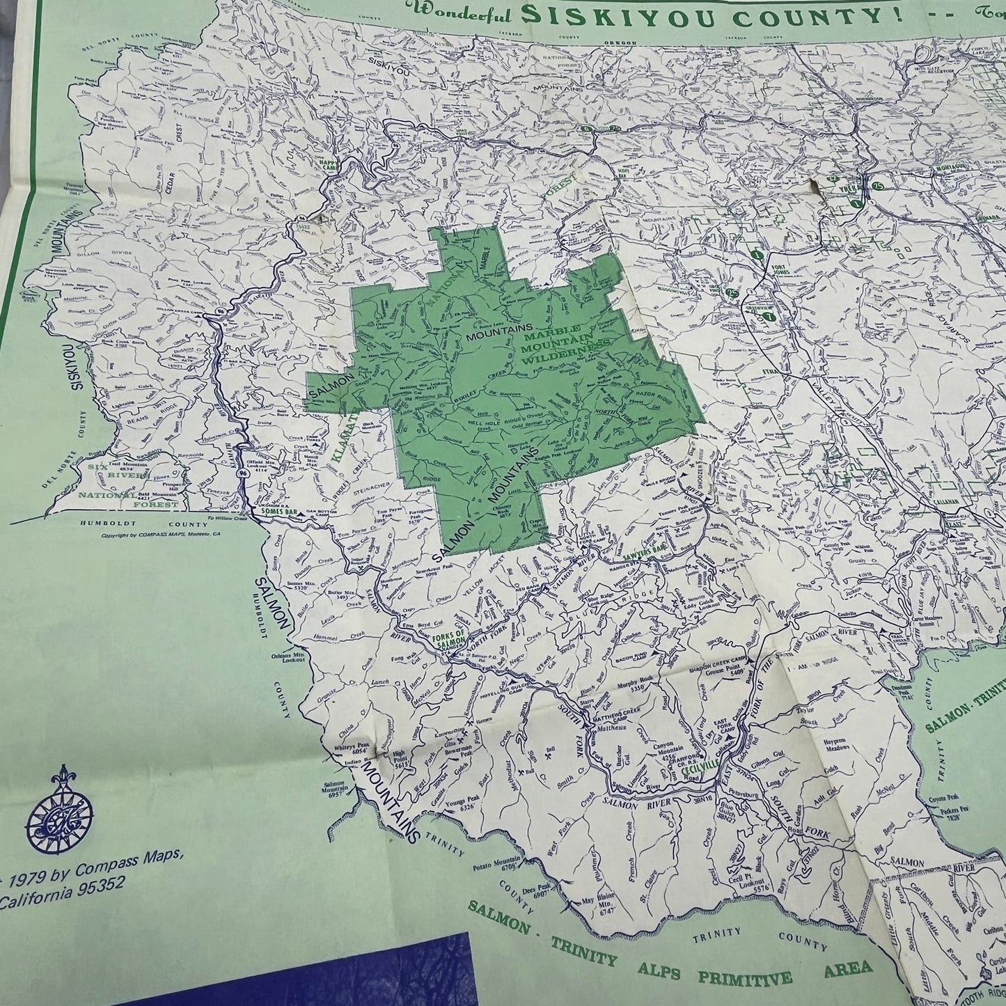 1979 Map of Siskiyou County California Mt. Shasta Fold Out TG9-E1