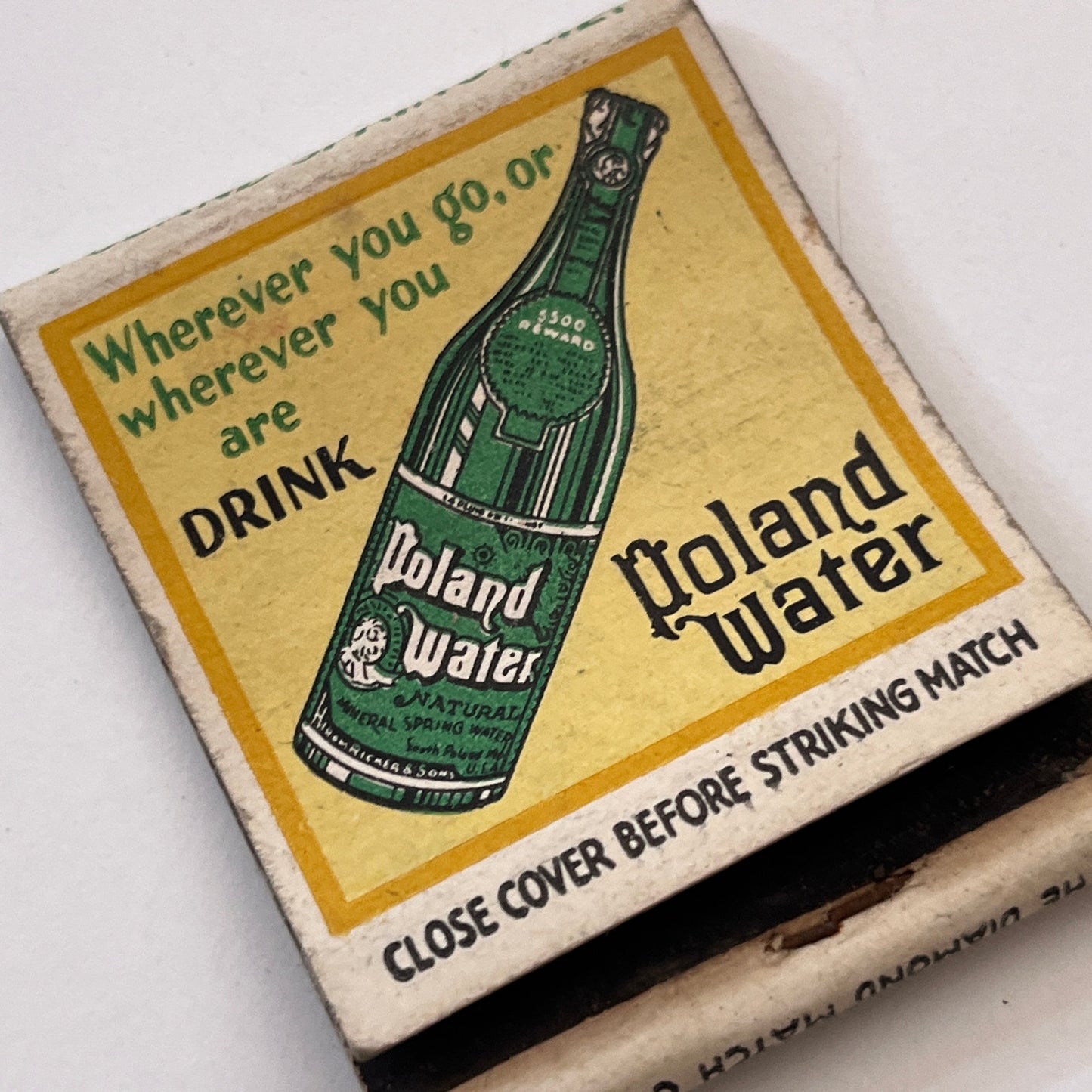 Poland Water Poland Spring Maine Vintage Matchbook Cover TB8-MB3-4