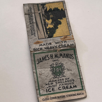 James H McManus Ice Cream Vintage Matchbook Cover TB8-MB-15