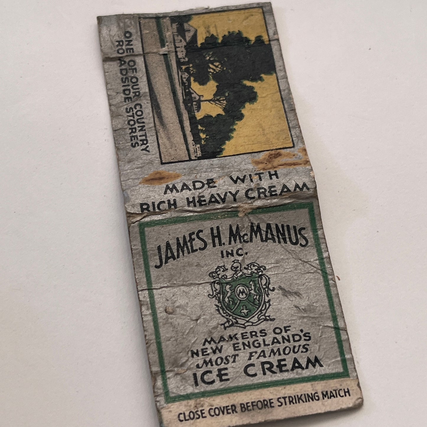 James H McManus Ice Cream Vintage Matchbook Cover MM3-1