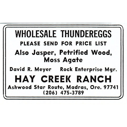 Hay Creek Ranch Thundereggs Madras Oregon 1972 Ad AF8-M3