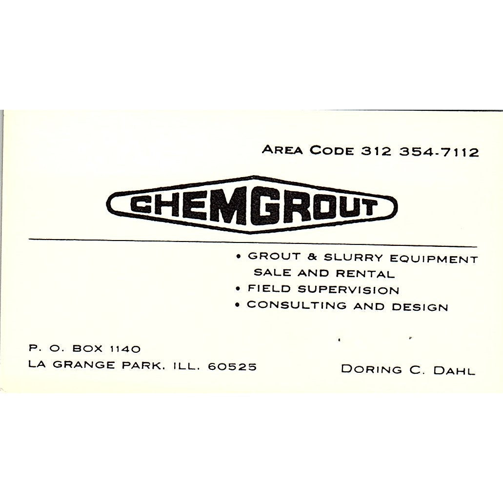 Chemgrout Doring C. Dahl La Grange Park Illinois Vintage Business Card SB4-B4