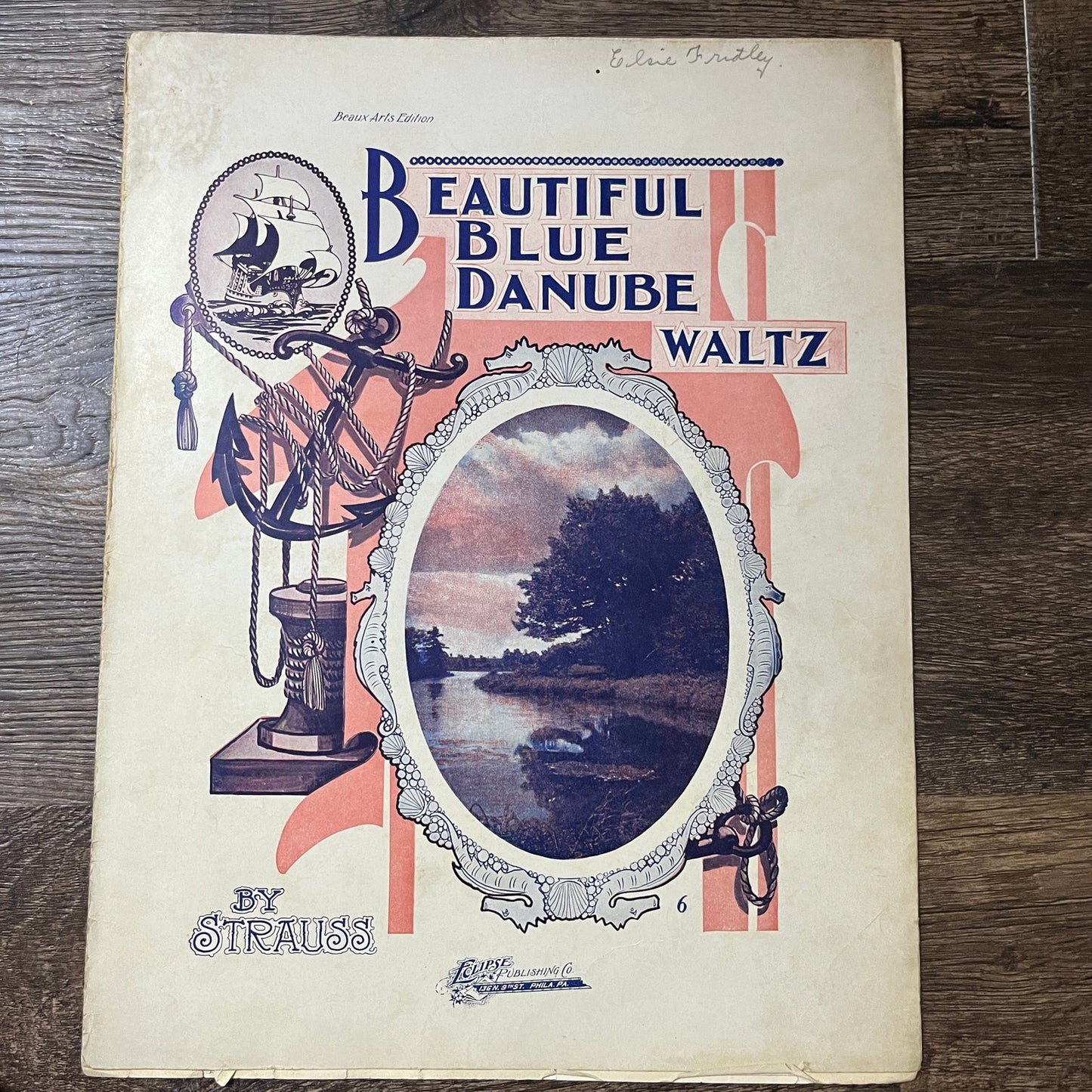 Beautiful Blue Danube Waltz By Strauss 1905 Sheet Music V13