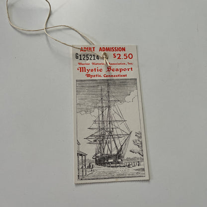 c1970 Mystic Seaport Mystic CT Adult Admission Tag Stub SAI1-2